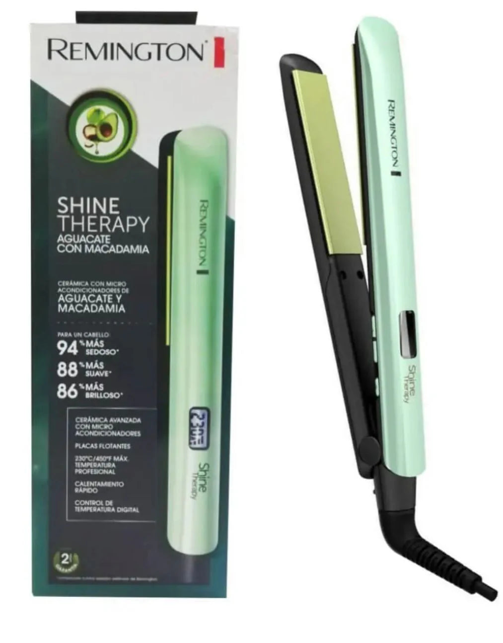 Combo plancha + cepillo  para el cabello aguacate